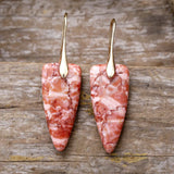 Natural Stone & Gold Shimmer Geometric Shape Earrings