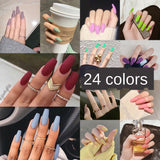 Fake Nails Set Stiletto Coffin Tips Press on Long False Nails with Glue 24 Beautiful Colors
