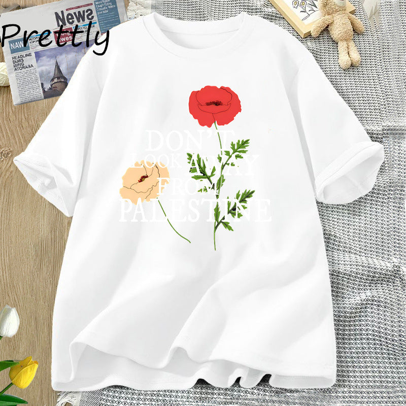 Don't Look Away From Palestine Flowers T-shirt