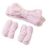 Soft Stretchy Bow Headband with Waterproof Wrist Strap Set for Face Washing