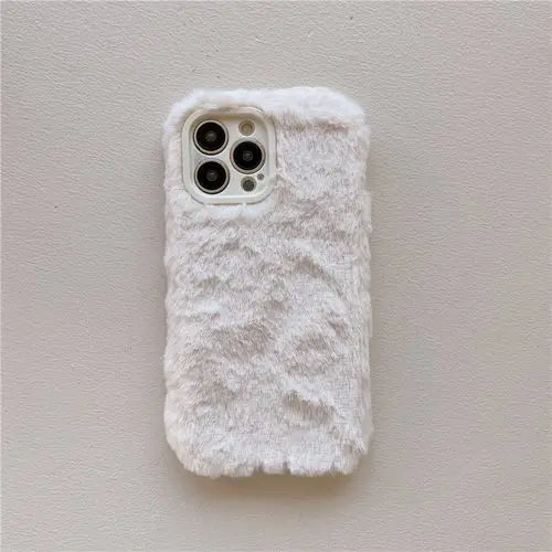 Candy Color Warm Furry Phone Case For iPhone 11 12 13 Pro Max 14 Pro Max 14Plus Camera Lens Protection Soft TPU Back Cover