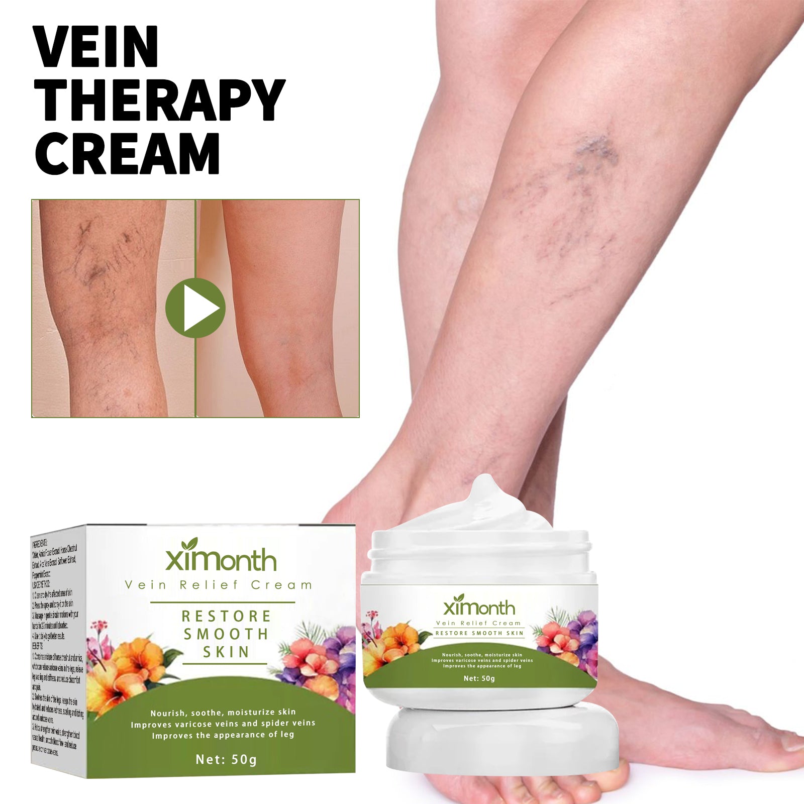 Vein Therapy Cream Soothe Sore Swollen Leg Blood Vessels Repair Veins Body Care Cream