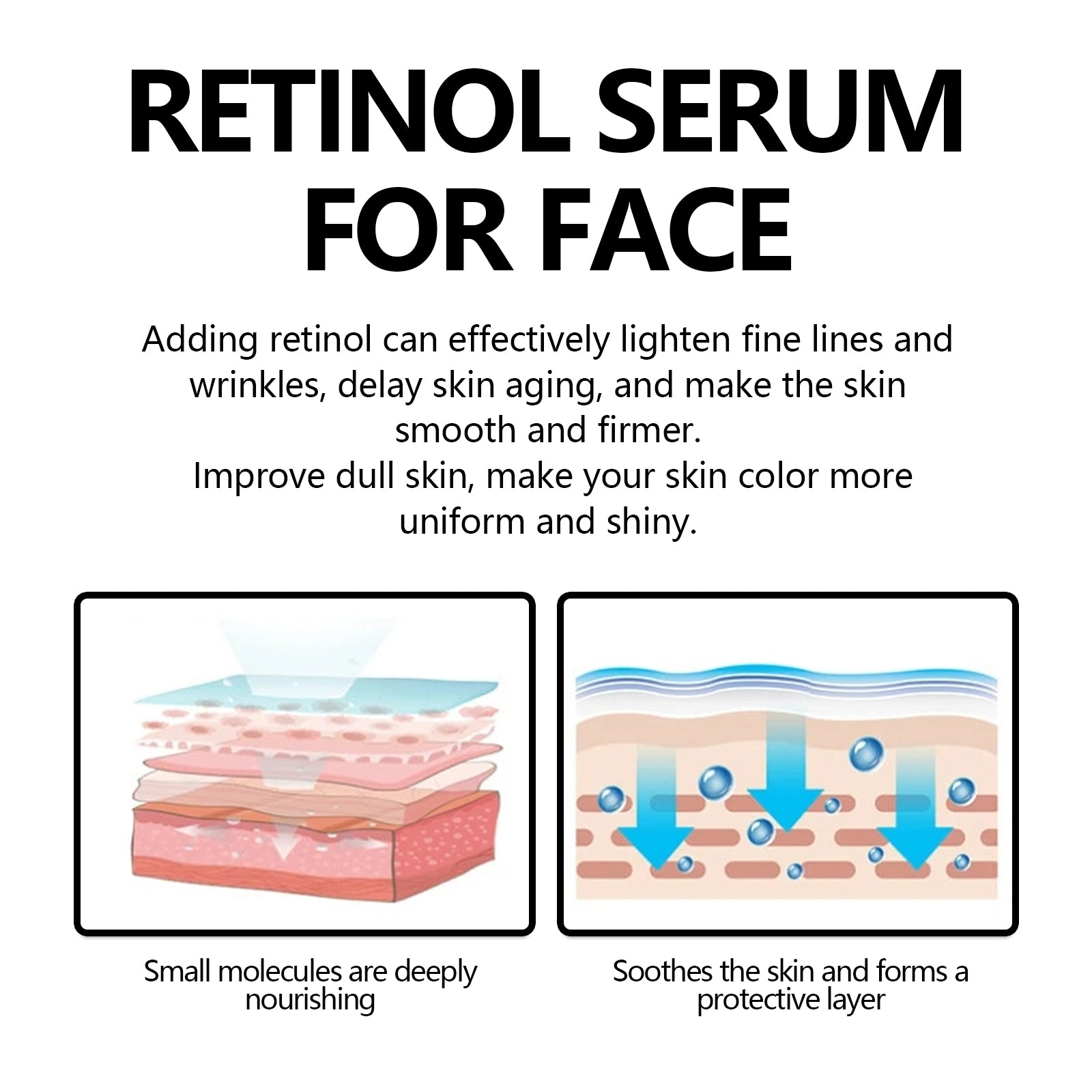 Retinol Face Serum, Hydrating Firming Facial Fine Lines Smooth Skin Anti-Wrinkle Serum