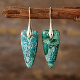 Natural Stone & Gold Shimmer Geometric Shape Earrings