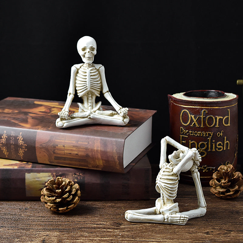 Skeleton Yoga Figurine Decoration Ornaments Skull Small Halloween Decorations