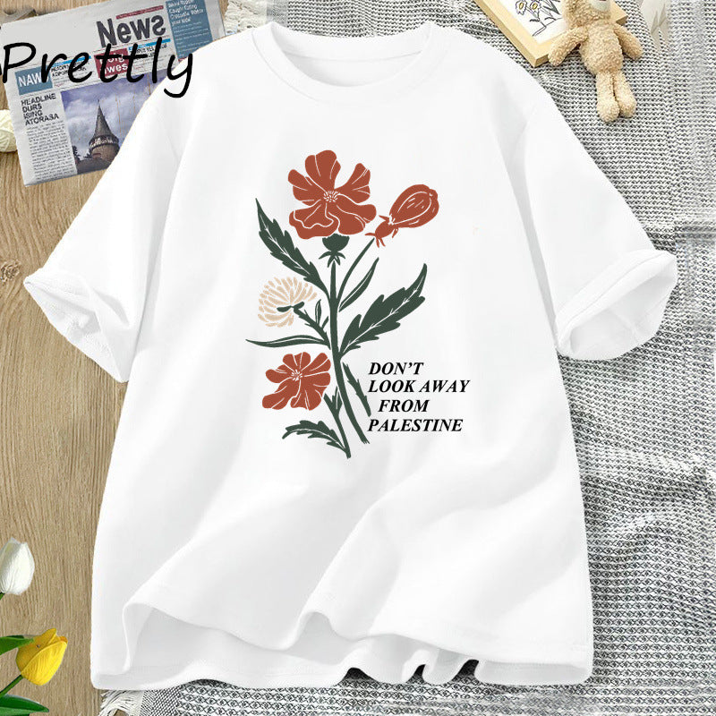 Don't Look Away From Palestine Flowers T-shirt