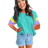 Neon Color Block Half Sleeved Top