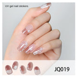 Gel Nail Art Patches Semi-Cured UV Light Nail Stickers Waterproof 16 Patch Sets with Many Designs Halloween Christmas Nail Art