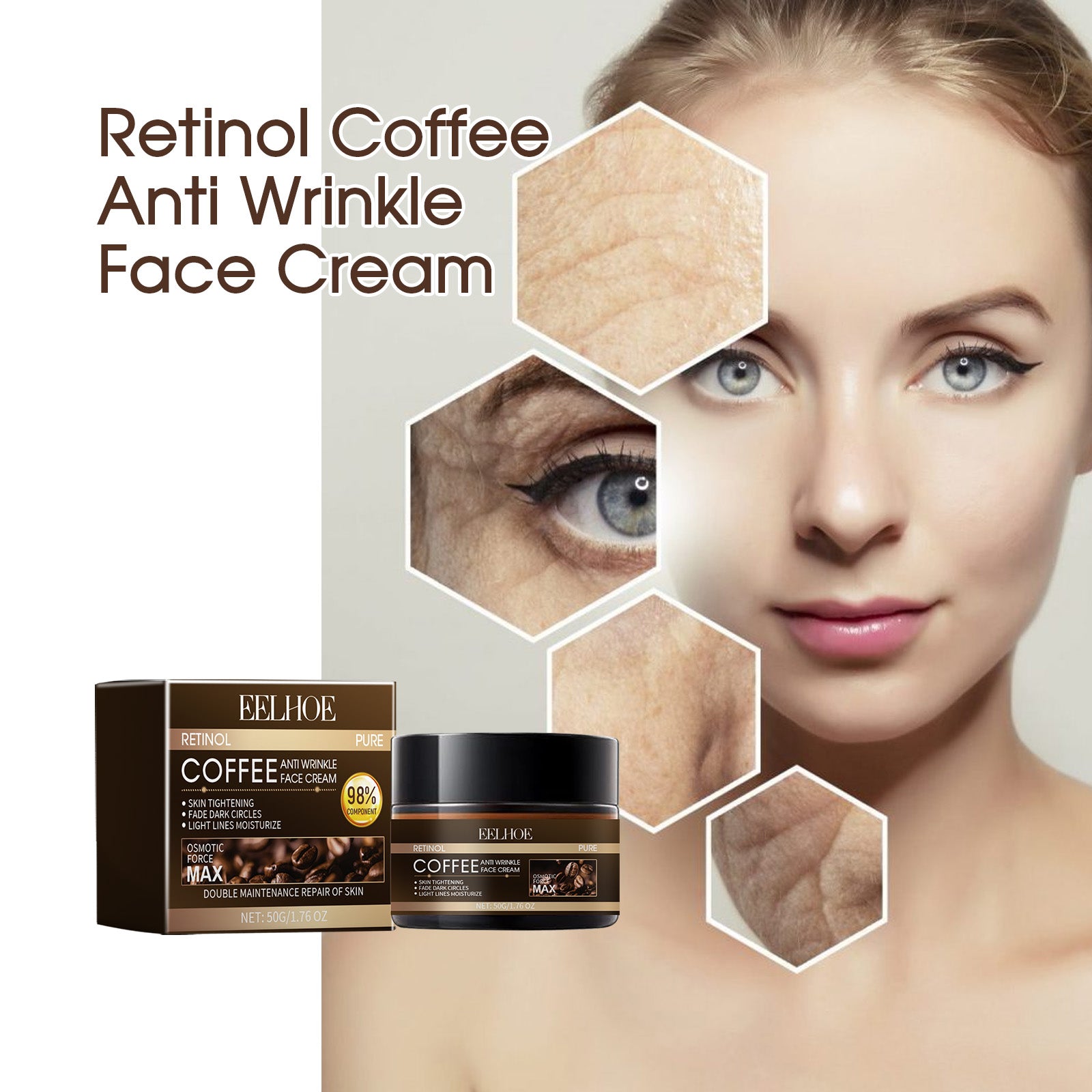 Retinol Coffee Anti-aging Face Cream Repair Damaged Skin Reduce Wrinkle Defects Soft Cream