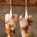 Natural Stone & Gold Shimmer Geometric Shape Earrings