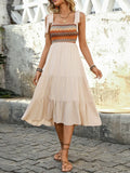 Tied Smocked Tiered Midi Cami Dress