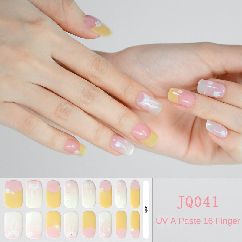 Gel Nail Art Patches Semi-Cured UV Light Nail Stickers Waterproof 16 Patch Sets with Many Designs Halloween Christmas Nail Art
