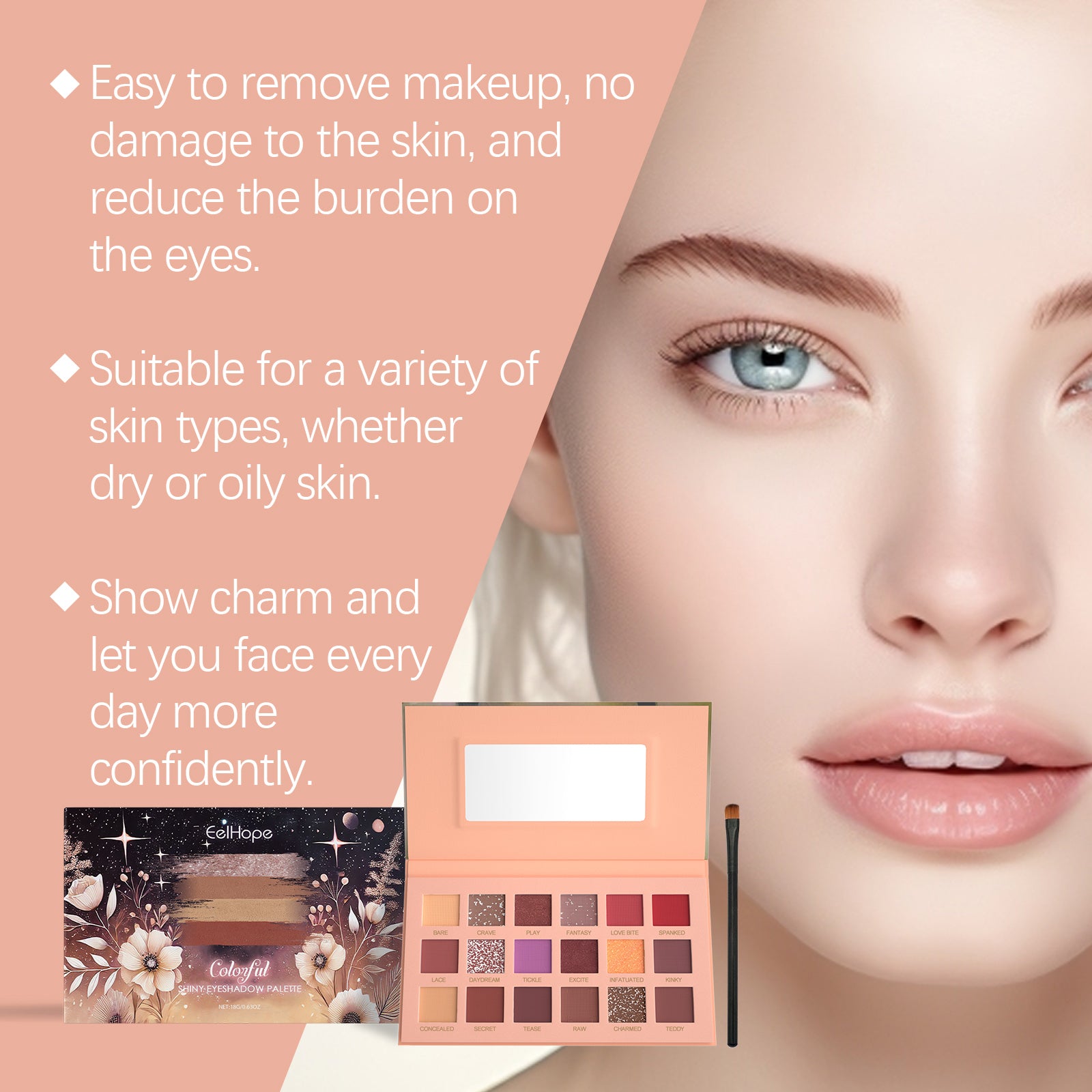 18-Color Eyeshadow Palette Multicolor Eye Palette Matte and Shimmery Colors