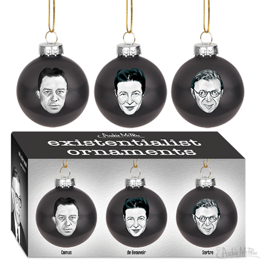 Existentialist Holiday Glass Mini Ornaments Set in Black