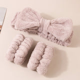 Soft Stretchy Bow Headband with Waterproof Wrist Strap Set for Face Washing