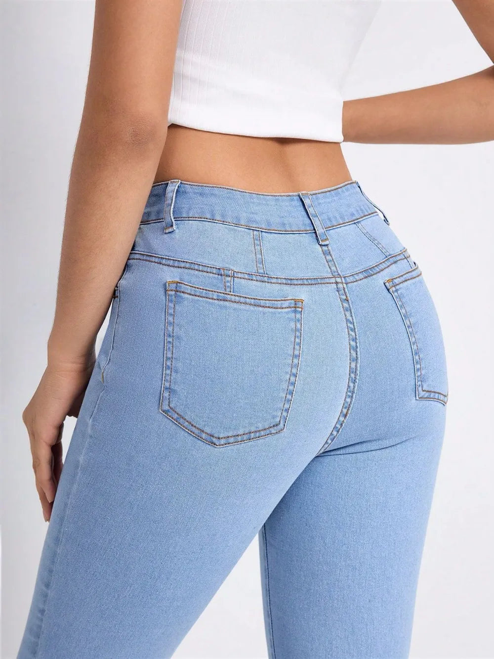 Skinny Stripe Jeans with Pockets