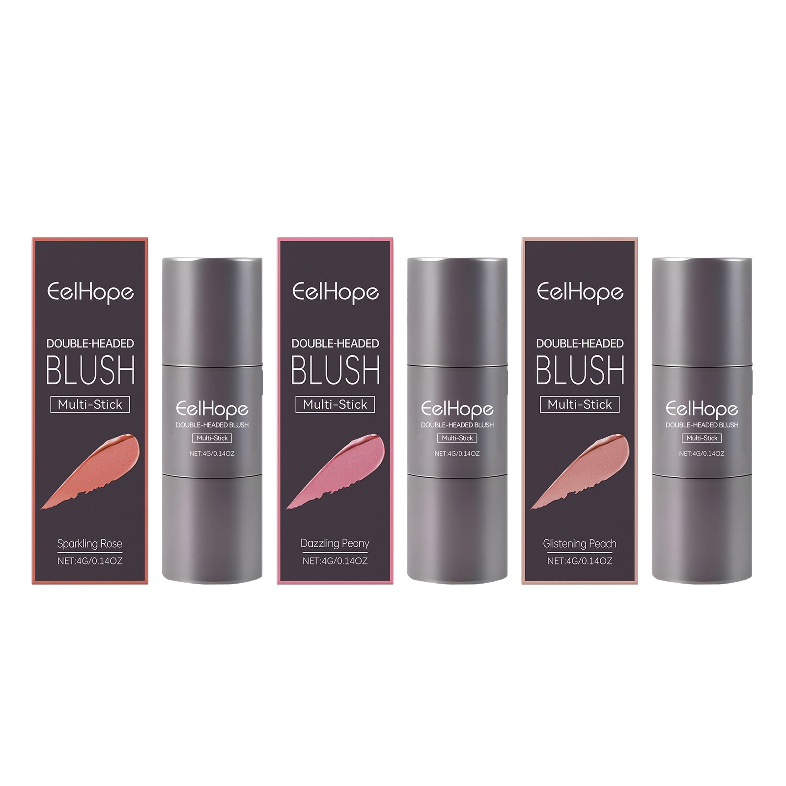 Double Head Blush with Sponge Blender, Natural Light Multipurpose Blush Stick Double Ended