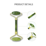 Jade Scraping Plate Roller Massage Stick Zinc Alloy Flower Stand Double Head Rollers