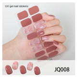 Gel Nail Art Patches Semi-Cured UV Light Nail Stickers Waterproof 16 Patch Sets with Many Designs Halloween Christmas Nail Art