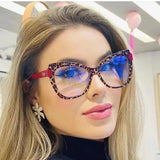 Color Block Anti Blue Light Cat Eye Glasses