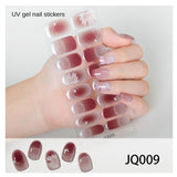 Gel Nail Art Patches Semi-Cured UV Light Nail Stickers Waterproof 16 Patch Sets with Many Designs Halloween Christmas Nail Art