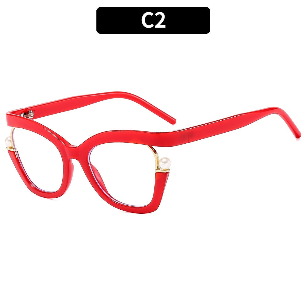 Anti-blue Light Women's Thick Pearl Glasses
