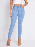 Skinny Stripe Jeans with Pockets