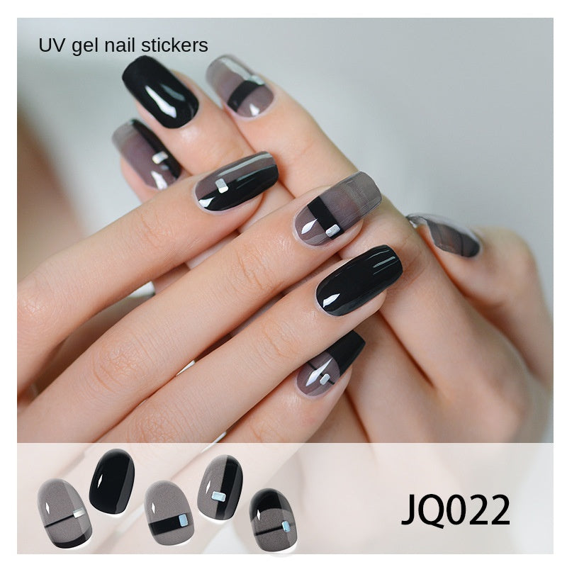 Gel Nail Art Patches Semi-Cured UV Light Nail Stickers Waterproof 16 Patch Sets with Many Designs Halloween Christmas Nail Art
