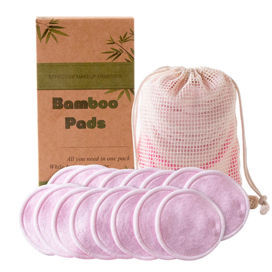 Round Reusable Cotton Pads Reusable Cleansing Makeup Pads 16pcs Washable Facial Make Up Remover Wipe Pads