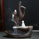 Traditional Buddha Hand Incense Burner Flower Lotus Smoke Waterfall Backflow Incense Burner Elegant Lotus Incense Holder