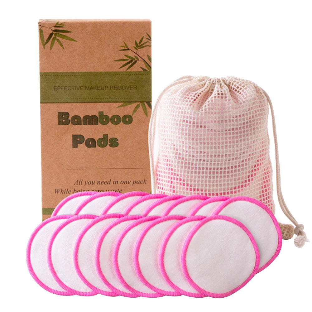 Round Reusable Cotton Pads Reusable Cleansing Makeup Pads 16pcs Washable Facial Make Up Remover Wipe Pads