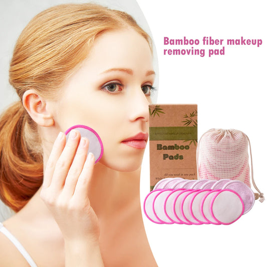 Round Reusable Cotton Pads Reusable Cleansing Makeup Pads 16pcs Washable Facial Make Up Remover Wipe Pads