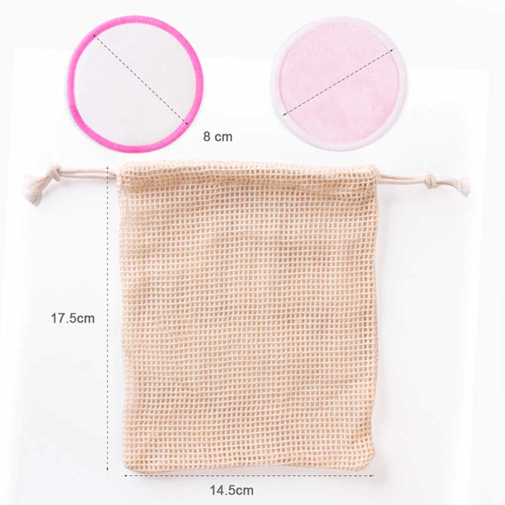 Round Reusable Cotton Pads Reusable Cleansing Makeup Pads 16pcs Washable Facial Make Up Remover Wipe Pads