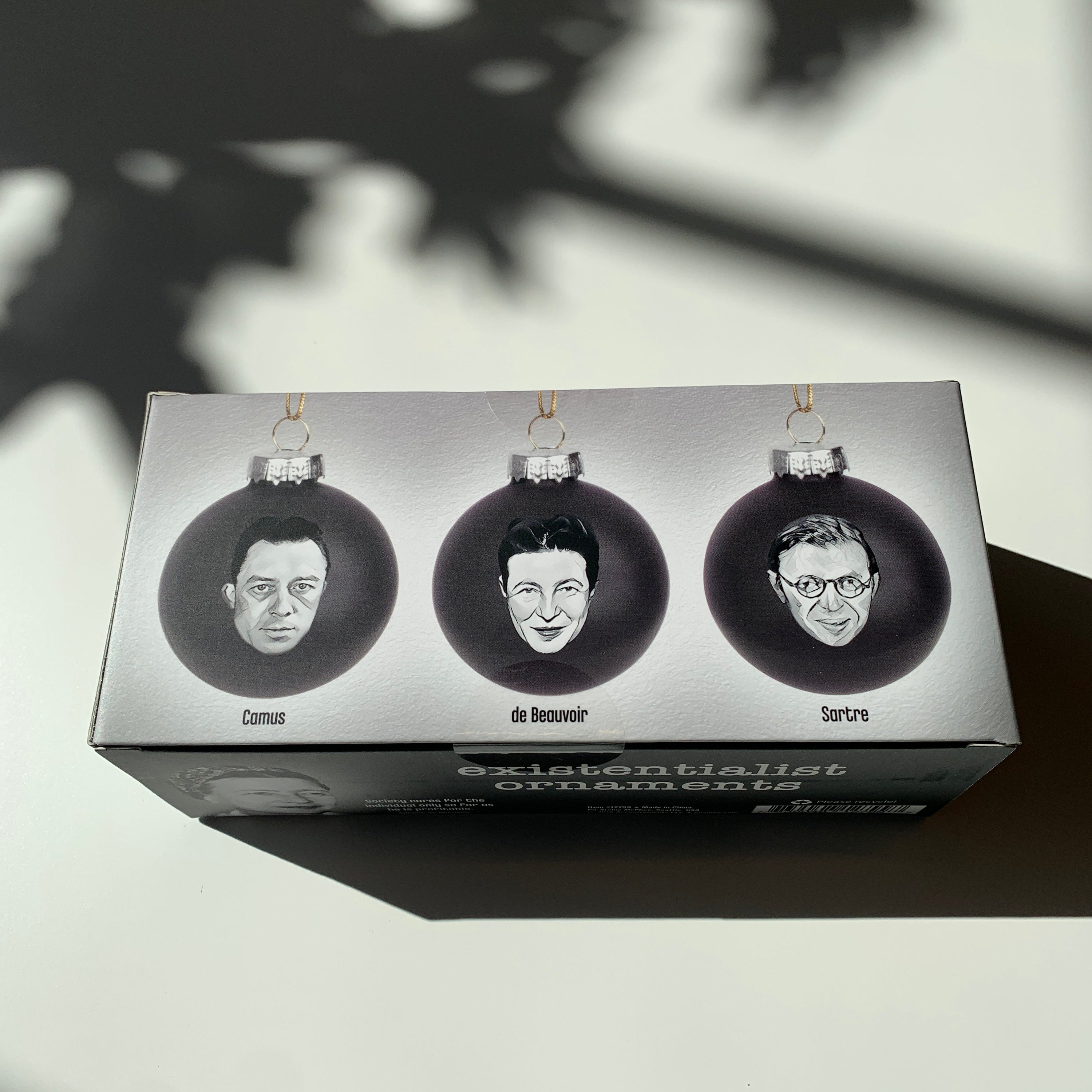 Existentialist Holiday Glass Mini Ornaments Set in Black