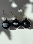 Existentialist Holiday Glass Mini Ornaments Set in Black