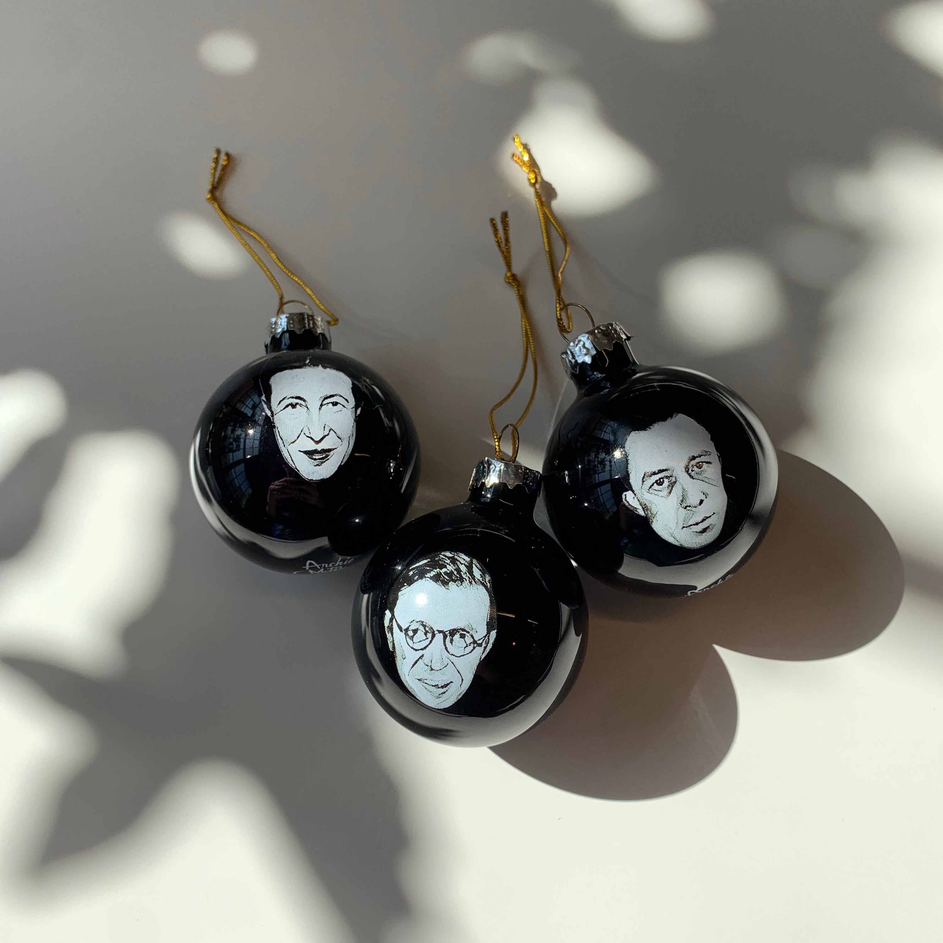 Existentialist Holiday Glass Mini Ornaments Set in Black