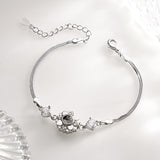 Silver Flower Bracelet with Photo Projection, Romantic Gift for Her