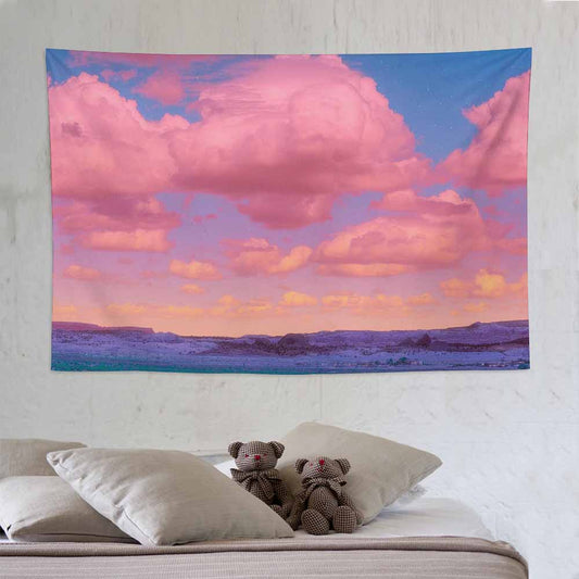 Super Soft Pink Sunset Wall Tapestry Blanket