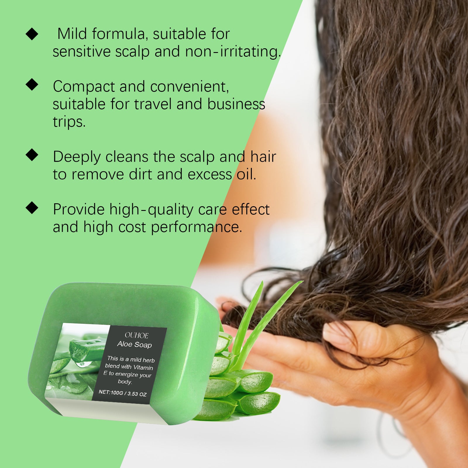 Hair Shampoo Bar With Aloe Vera Essential Oil Cleans Scalp And Nourishes Hair With Refreshing And Smoothing Hair Care Soap Bar
