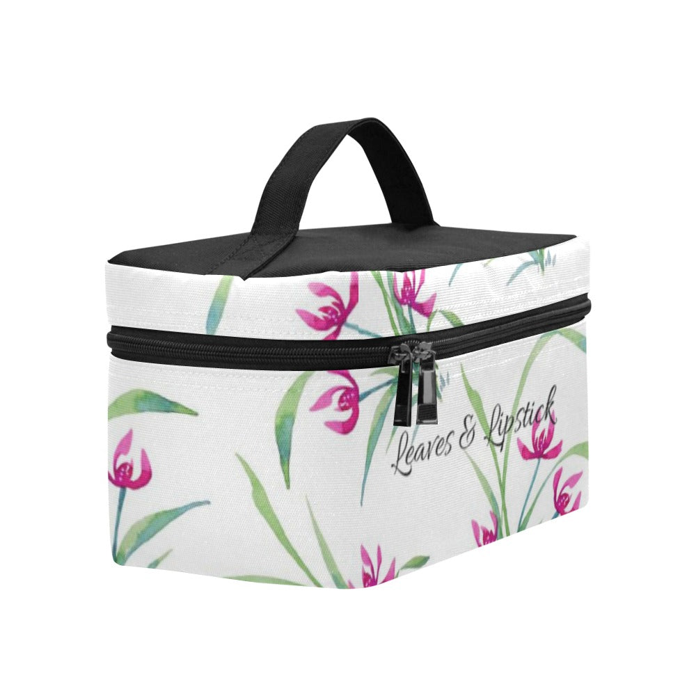 Leaves & Lipstick Large Cosmetic Bag
