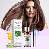 Black Castor Oil Serum with Brushes, Eyebrows, Eyelashes, Soft Shine Multi-Effect Natural Hair Care Essential Oil