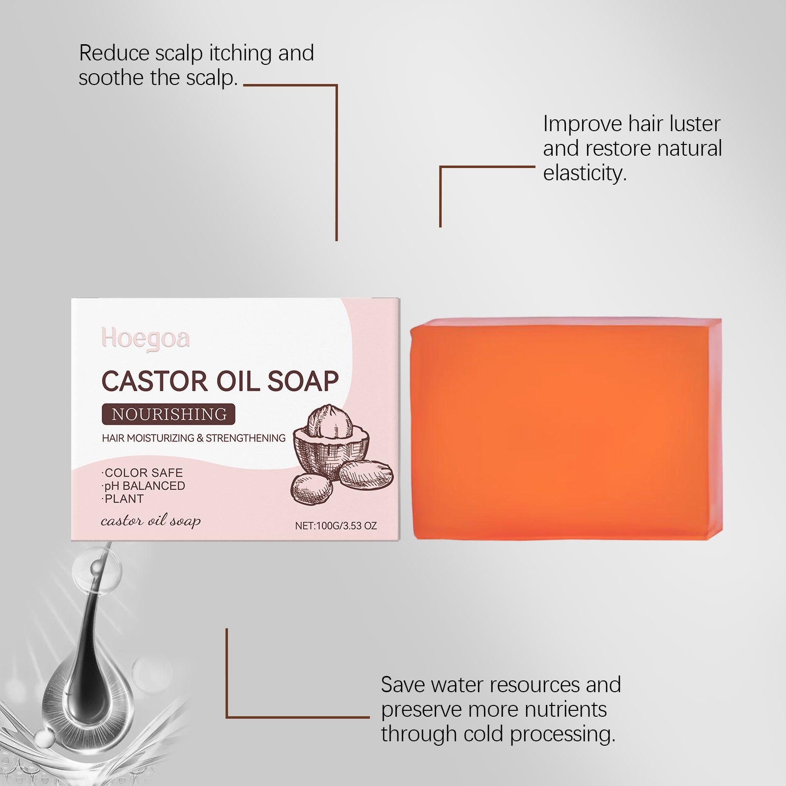 Castor Oil Shampoo Soap Bar Gently Cleanses Scalp Naturally Soft And Moisturizing Shampoo Bar
