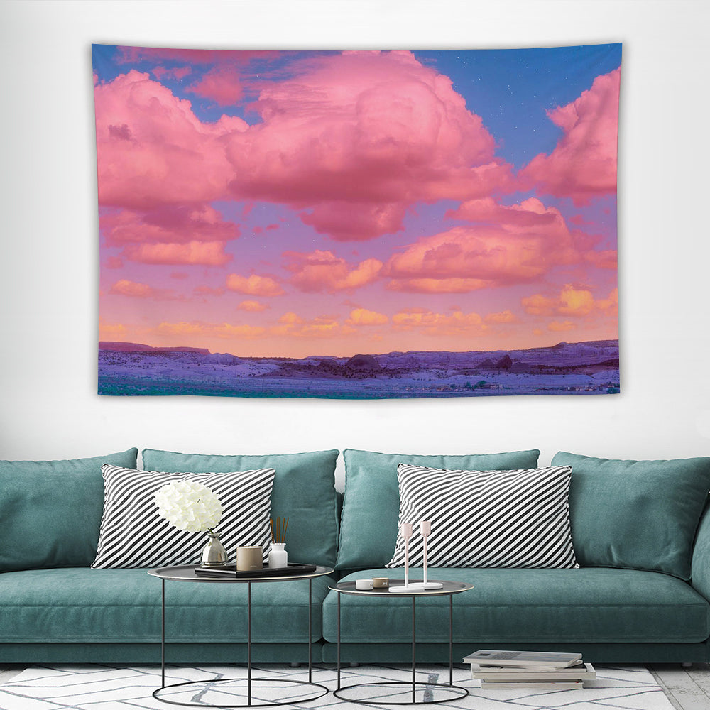 Super Soft Pink Sunset Wall Tapestry Blanket