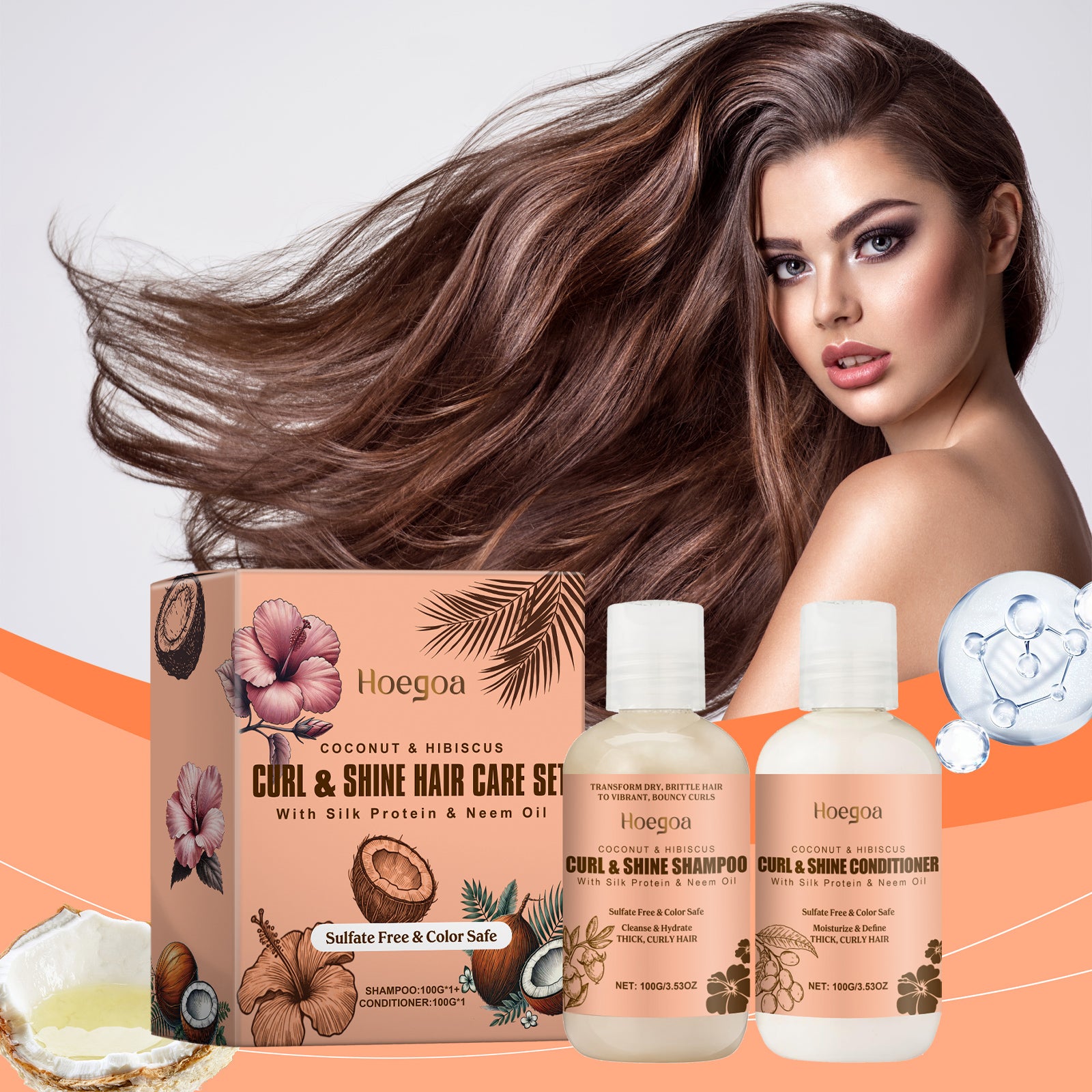 Coconut Moisturizing Shampoo Conditioner Set Clean And Moisturizing Hair Care Volumizing Shampoo