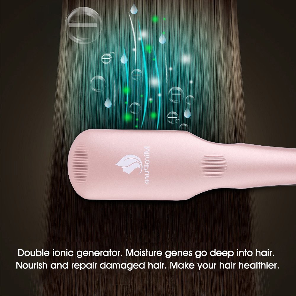 2-in-1 Ionic Enhanced Hair Straightener Brush