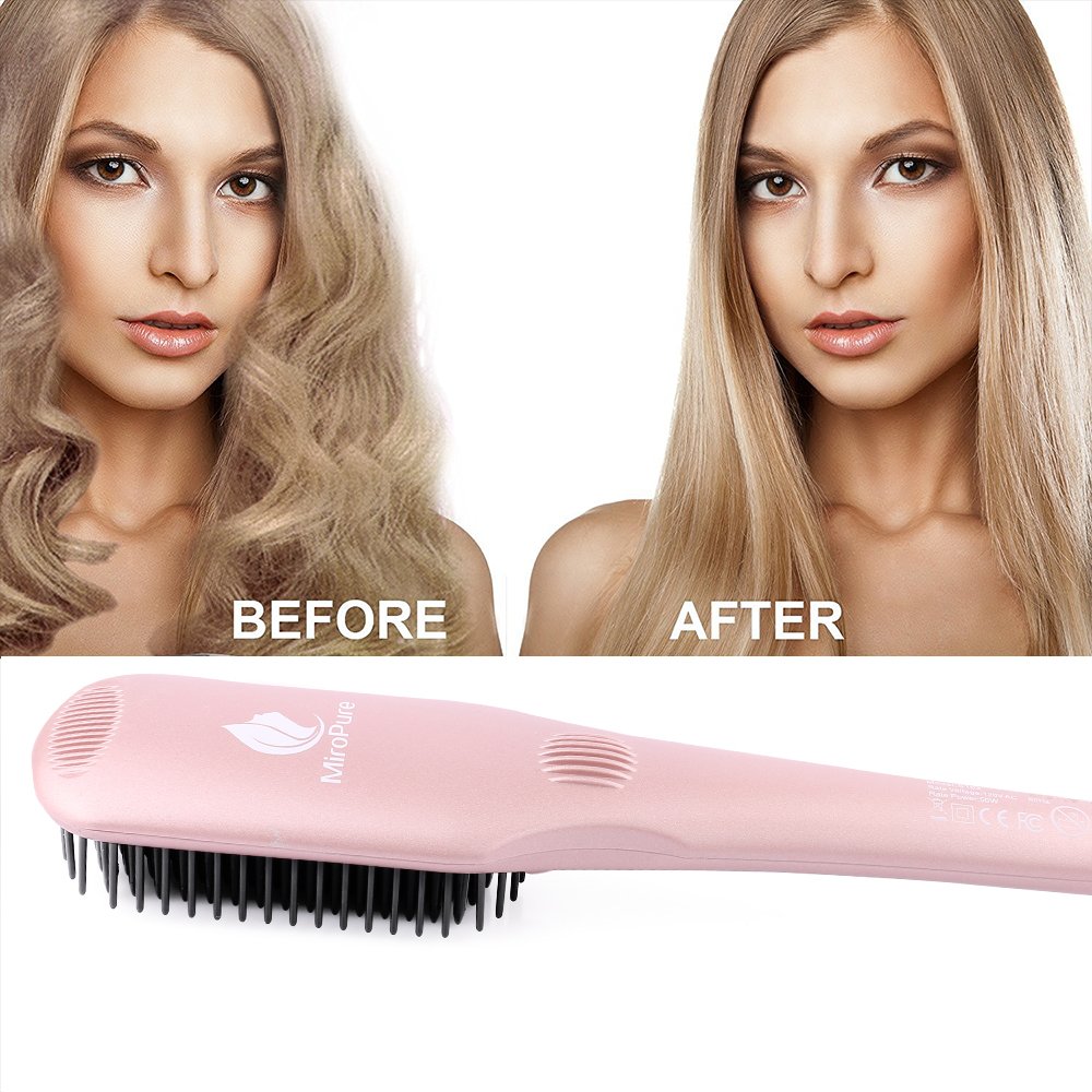 2-in-1 Ionic Enhanced Hair Straightener Brush