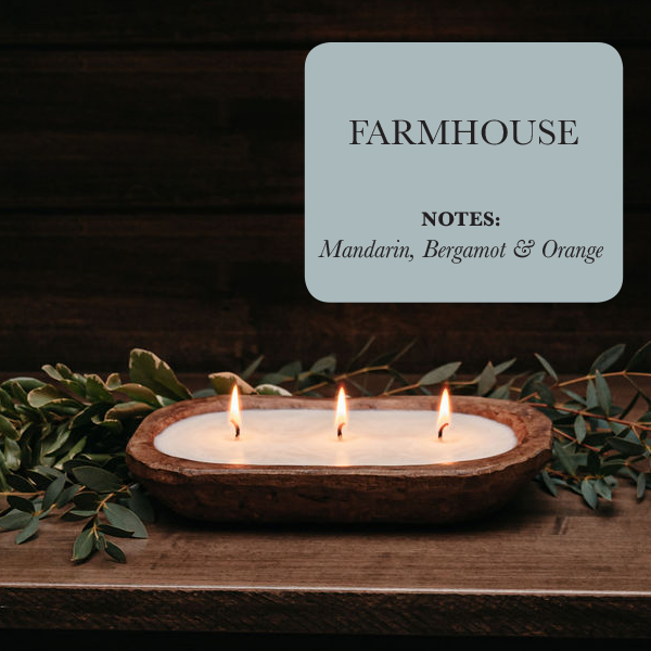 3-Wick Dough Bowl Natural Soy Candle - "Farmhouse" [TLC Candle Co.] *Made in USA*