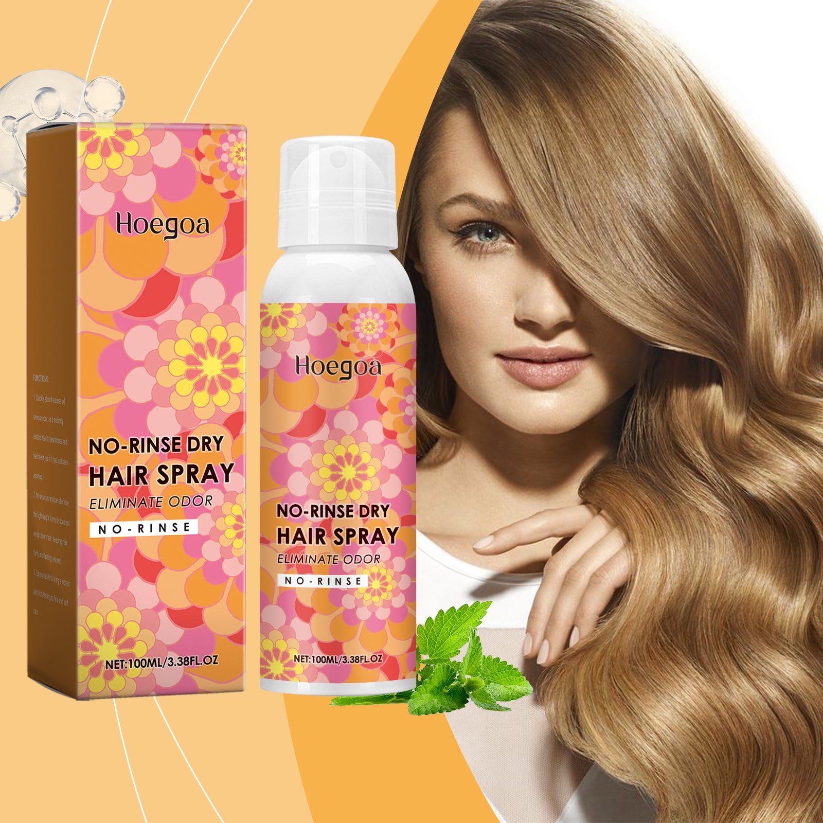 Leave-In Rosemary Mint Dry Hair Shampoo, Light Fresh And Non-Sticky Hair Volumizing Quick-Drying Spray