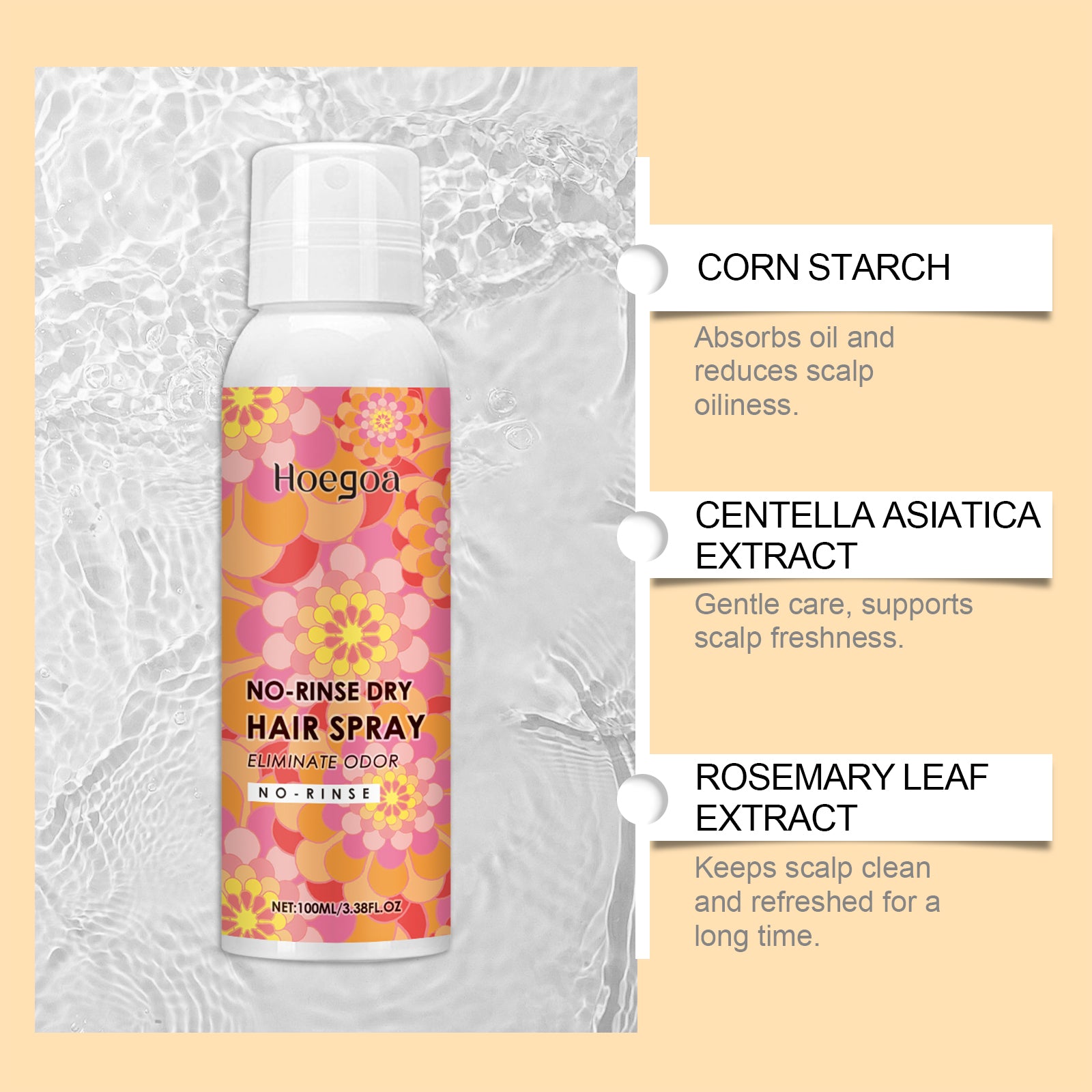 Leave-In Rosemary Mint Dry Hair Shampoo, Light Fresh And Non-Sticky Hair Volumizing Quick-Drying Spray