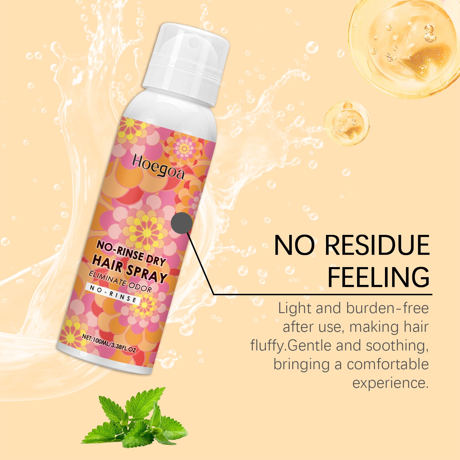 Leave-In Rosemary Mint Dry Hair Shampoo, Light Fresh And Non-Sticky Hair Volumizing Quick-Drying Spray